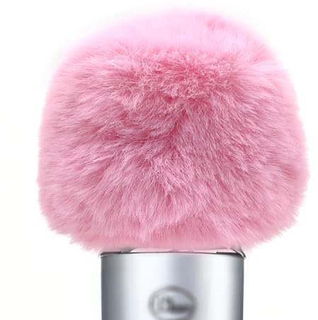 Musiin Microphone Windshield, Fur Cover, Anti-Foam Cover, Compatible with Blue Yeti Microphone (Pink)