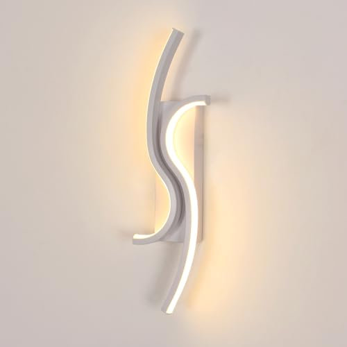 Comely Wandleuchte Innen Modern,12W Wandlampe Innen 3000K Warmweiß, Moderne Kurven Design LED Wandbeleuchtung LED für Wohnzimmer Flur Treppe Schlafzimmer Korridor, Weiße