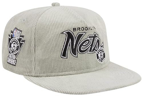 New Era Brooklyn Nets The Golfer Cord Snapback Cap Adjustable Hat Grey, GRAU, Einheitsgröße