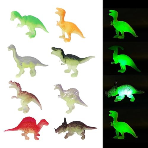 AOEVUIR 12 Pcs Figurines de Dinosaures Lumineux pour fête Brillent dans l'obscurité Mini Figurines réalistes pour garçons et Filles