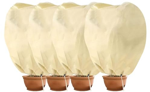 Hydrogarden Housse hivernage pour Plantes, Housse d'hivernage Non tissée 80 g/m² Protection Contre Le Gel des Plantes en Pots et rosiers (100x80cm) - 4 pièces