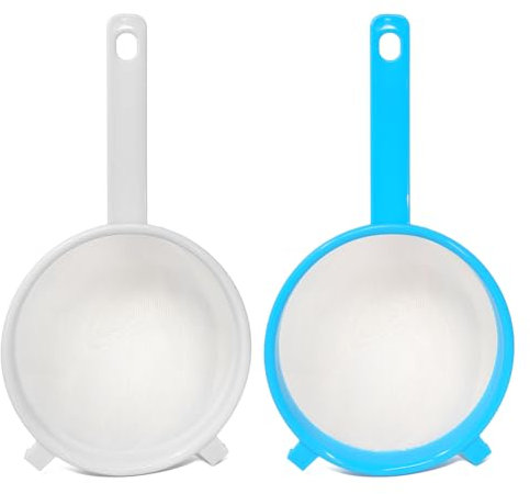 COM-FOUR® Colador 2x con mango - colador para escurrir pasta - colador para lavar frutas, verduras y ensaladas - colador redondo - accesorios de cocina de plástico