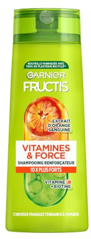 Garnier Fructis Vitamines & Force Shampooing Cheveux Fragiles 300ml | Enrichi en vitamine, Cheveux 10x plus résistants, Renforce la fibre capillaire, Formule anti-casse testée