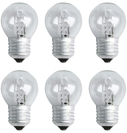 E27 G45 Halogenlampe 42W Dimmbar, Warmweiß 2700K, 613LM, AC 230V, E27 Classic Klar Glas Halogen Leuchtmitte, G45 Globe Schraubbirne für Deckenlampe, Wandlampe, Tischlampe, 6 Stück