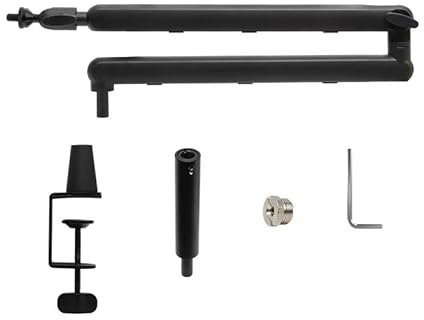 Bras de Micro, Supports pour Micros Réglable rotatif à 360 °, bras micro, pince pour bureau, Compatible avec les vis 3/8 5/8 1/4, pour Podcasts, Gaming, Bureau, Recording (Version extra haute)