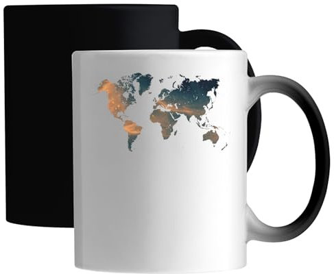 Tazza magica in ceramica con mappa spaziale celeste, colore: bianco
