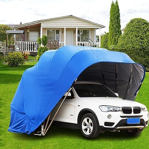 Carport, garage portable, abri auto semi-automatique, tente de voiture pliante robuste pour camping en plein air (5,8 x 2,5 x 2,4 m)
