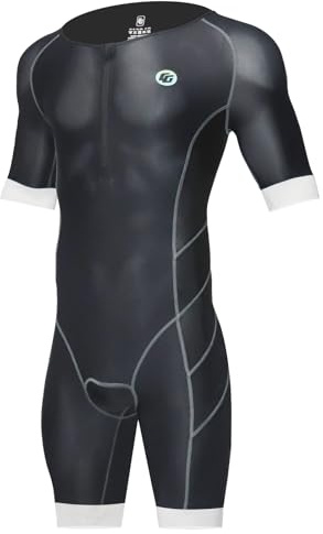 CGLRybO Men's One-Piece Short Sleeve Triathlon Suit - Skin-Tight, Ideal for Running Cycling Swimming - Best for Ironman Racing
