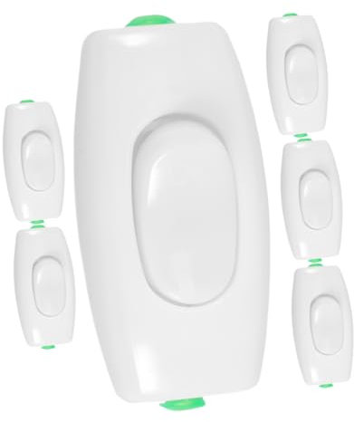 Generic 6 Pcs Bedside Switch Security Lights Plug Proof Outlet Cover Push Button Switch The Double Light Dimmer es Cover Abs White