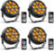 Starlitflow 4PCS RGB 12 LED Par Akku Strahler Outdoor, 2200mAh Wiederaufladbares Bühnenlicht mit Fernbedienung, 4-6h Laufzeit Partylicht für Bar DJ Disco Hochzeit Halloween Weihnachten