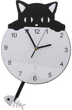 Garneck Katzen Wand Uhr Mit Modernem Design Wanduhr Für Wohnzimmer Und Kinderzimmer Dekorative Katzen Uhr Installieren Und Vielseitig Einsetzbar