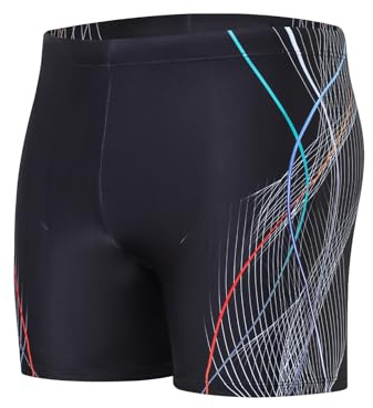 Steppe Herren Square Leg Jammers, Athletische Badebekleidung Schnell Trocknende Badehose, Bedruckte Komfortable Badeanzüge