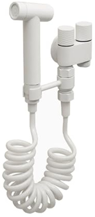 TYMYW Duchas Higienicas para Wc Grifo de Bidet con Manguera 3M de Latón Uno Entra Dos Salen Set Blanco