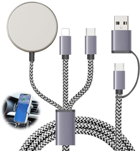 USB C Multi Charger Cable for Apple Watch, Upgraded 3 in 2 iWatch Charger Cable, Nylon Braided Apple Watch Charging Cables, Compatible with iWatch Ultra/SE/10/9/8/7/6, iPhone 16/15/14/13/12/Galaxy