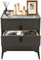Smart Bedside Table with Drawers 3-Tier Bedside Side Table Three-Color Light USB&Wireless Charging Fingerprint Lock Bluetooth Speaker Multifunctional Bedside Table for Office, Bedroom (Dark Grey)