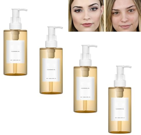Reinigungsöl - Porentiefe Reinigung, Make-up-Entfernung, sanft für alle Hauttypen, feuchtigkeitsspendend und beruhigend: gleicht das Öl der Haut aus - Wasserstand geeignet für empfindliche (4PCS)