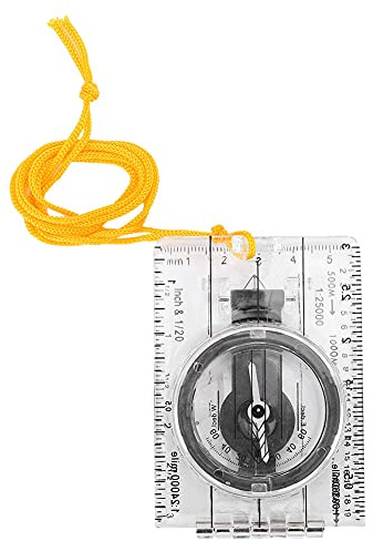 Brújula de Mapa Plegable, Multifuncional, acrílico Transparente, Ligera, portátil, Herramienta de navegación para Exteriores, para Acampar, Senderismo y Aventuras