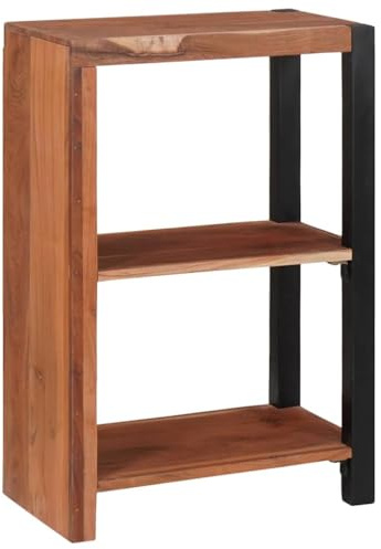 GeenYuu Regal Braun 50x30x75cm aus massivem Akazienholz, freistehendes Bücherregal mit 2 Ablagen, modernes Design für Wohnzimmer, Schlafzimmer, Büro