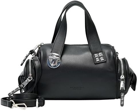 SEIDENFELT Damen Henkeltasche JOKELA – Stylische Bowling Bag aus softem Kunstleder mit Nieten & Schnappschloss | Nieten-Design