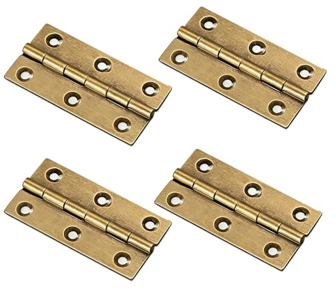 4 Pack Antique Brass Hinges, 2.5 Inch Vintage Corner Heavy Duty Furniture Hinge for Cabinet Doors, Wooden Boxes