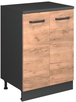 Vicco Erweiterungsschrank Rion, Goldkraft Eiche/Anthrazit, 60 x 46 cm ohne Schräge mit 2 Türen, kombinierbar mit Rion Dachschrägenschränken und Schrankmodulen