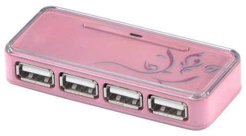 Hama USB Hub Emerging 1 - Concentrador (USB 2.0, Windows 2000/XP/Vista Mac OS 9.x) Rosa
