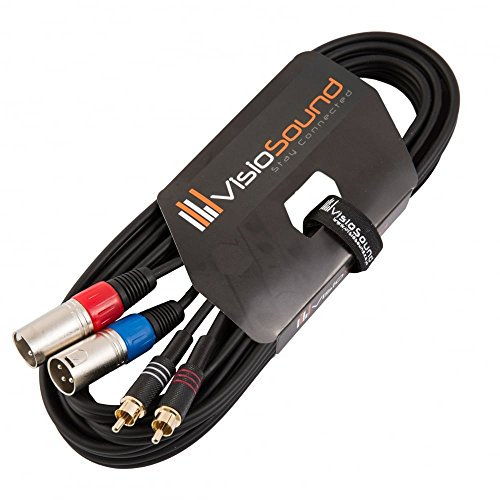 2 x Male XLR to 2 x RCA Gold Phono Plug Twin Lead/Audio Signal Patch Cable 5m