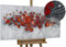 KunstLoft Leinwandbild | 100% HANDGEMALT | 120x60cm | Gemälde 'Pearls and Roses' | Rosen | Rot Grau | Wandbild Wohnzimmer