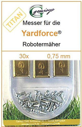 Genisys Titan Ersatz Messer kompatibel mit Yardforce Mähroboter Klingen SA SC LUV X NX Amiro MowBest EasyMow Compact - LongLife - bruchsicher [DIN EN 50636 geprüft], Stück:30