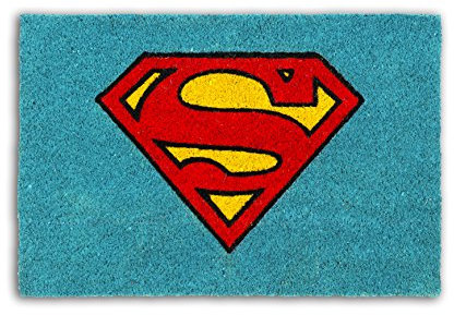 Excelsa Superman Fußmatte, Kokosfaser, hellblau, 40 x 60 x 1.5 cm