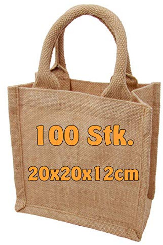 Cottonbagjoe Jutetaschen | Einkaufstaschen, Shopper | 100% Jute | Wasserabweisend | mit Fronttasche und kurzen Henkeln | im Vintage-Look | Baumwolltaschen