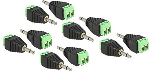 10x Delock 65528 Adapter Terminalblock 2 Polig auf 3,5mm Klinke Stecker Schwarz/Grün
