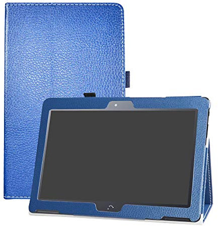 BQ M10 Funda,LFDZ Soporte Cuero con Slim PU Funda Caso Case para 10.1 bq Aquaris M10 FullHD FHD HD/Aquaris M10 Ubuntu Edition Tablet,Azul Oscuro