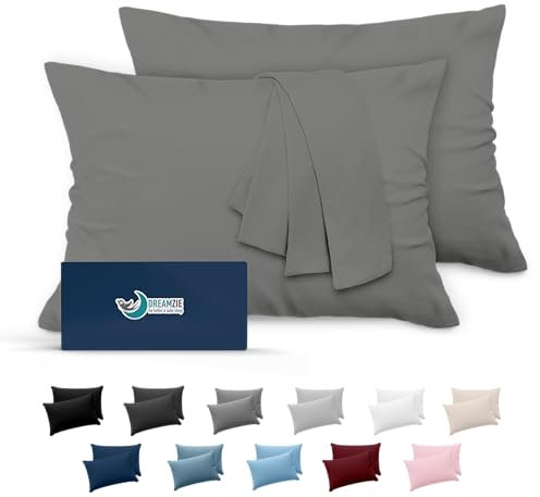 Kissenbezug 50x80 Anthrazit 2er Set Mikrofaser Oeko-TEX Zertifiziert Dreamzie - Kopfkissenbezug 50x80 Weich