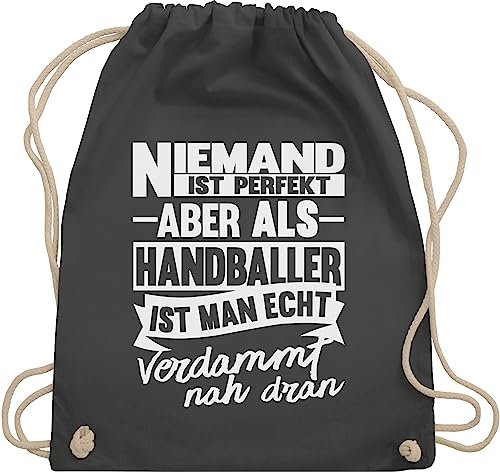 Turnbeutel Rucksack - Handball WM 2023 Trikot Ersatz - Niemand ist perfekt aber als Handballer ist man echt verdammt nah dran - Unisize - Dunkelgrau - großer beutel bag sportrucksack stoffbeutel