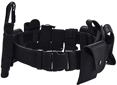 JIER Outdoor Tactical Gürtel Utility Belt Polizei Security Taktischer Gürtel Multifunktionale Taillen Koppel Sicherheitsdienst Duty Gürtel Strap (Schwarz)