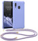 kwmobile Necklace Case kompatibel mit Samsung Galaxy A20e Hülle - Cover mit Kordel zum Umhängen - Silikon Schutzhülle Lavendel