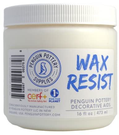 Penguin Pottery Ceramic Wax Resist for Pottery Glaze, Clay Glaze, Slip Clay - Use Pottery Wax Resist with Underglazes in Pottery Kiln - Alternative to Latex Resist for Pottery (1 Pint | 473 ml)