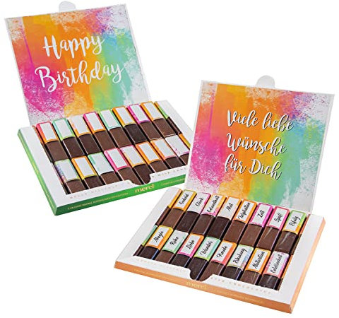 younikat Aufkleber-Set passend für Merci Schokolade zum Geburtstag mit vorgedruckten und blanko Aufklebern I bunt I selbstklebend I ohne Schokolade I dv913