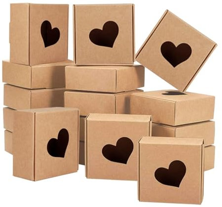 50 Packungen Brown Kraft Paper Boxes Mit Durchsichtigen Herzförmigem Fenstern, Papier Faltschachteln Plätzchenschachteln Schmuckschachteln, Kraftpapierboxen Für Party Leckereien, Pralinenschachtel