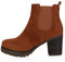 Giralin Damen Stiefeletten Chelsea Boots Profilsohle 70?s Schuhe 179894 Hellbraun 40