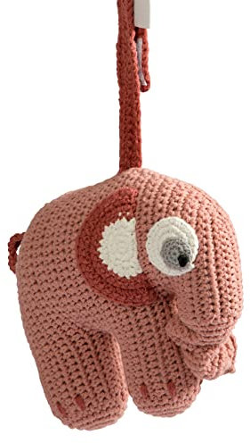 Sebra - Häkel-Spieluhr - Fanto der Elephant - Bio-Baumwolle - Blossom pink/rosa - 17 x 25 cm