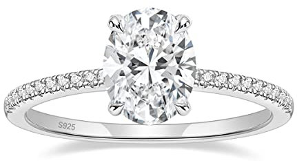 EAMTI Verlobungsringe aus 925er-Sterlingsilber, 3 Karat, ovaler Schnitt, Zirkonia, Eheringe für Sie, atemberaubende Eheringe für Damen, Größe 3–11, Metall, Zirkonia