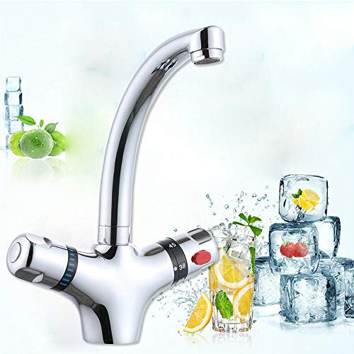 Waschtischarmatur Badewannenarmaturen Waschtischmischer Waschbeckenarmatur Chrom Zweigriff Thermostat Mischbatterie Wasserhahn Drehknopf Küchenarmatur