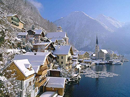 Xiutailtd Holzpuzzle 1000 Teile Cholstat Hallstatt Österreich Österreich Stadt einzigartige Heimdekorationen und Geschenke