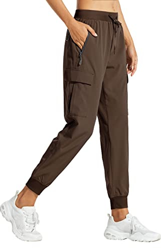 Libin Pantalon de Randonnée Femme Cargo Jogging 29, Marron L
