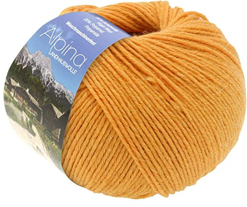 LANA GROSSA Alpina | Landhauswolle und Trachtengarn, waschmaschinenfest | Handstrickgarn aus 80% Schurwolle & 20% Polyamid | 100g Wolle zum Stricken & Häkeln | 210m Garn 60