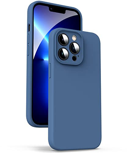 Supdeal Liquid Silicone Case for iPhone 13 Pro Max, [Camera Protection] [Anti Fingerprint] [Wireless Charging] 4 Layer Phone Case Protective Cover, Built-in Microfiber Case Cover, 6.7, Blue