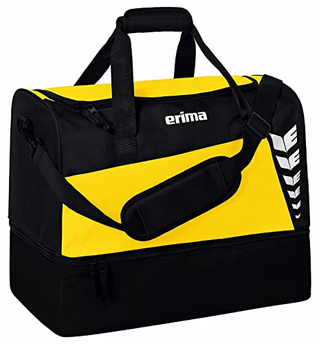 Erima Six Wings Sports Bag with Bottom Compartment, Yellow/Black, S