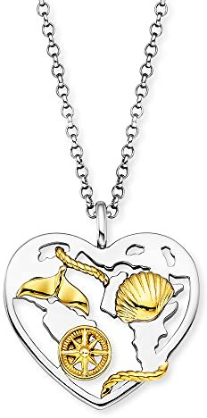 Engelsrufer Damen Halskette Aloha aus Sterling Silber mit Bicolor Herz Anhänger - Karabinerverschluss - in zwei Längen verstellbar - nickelfrei